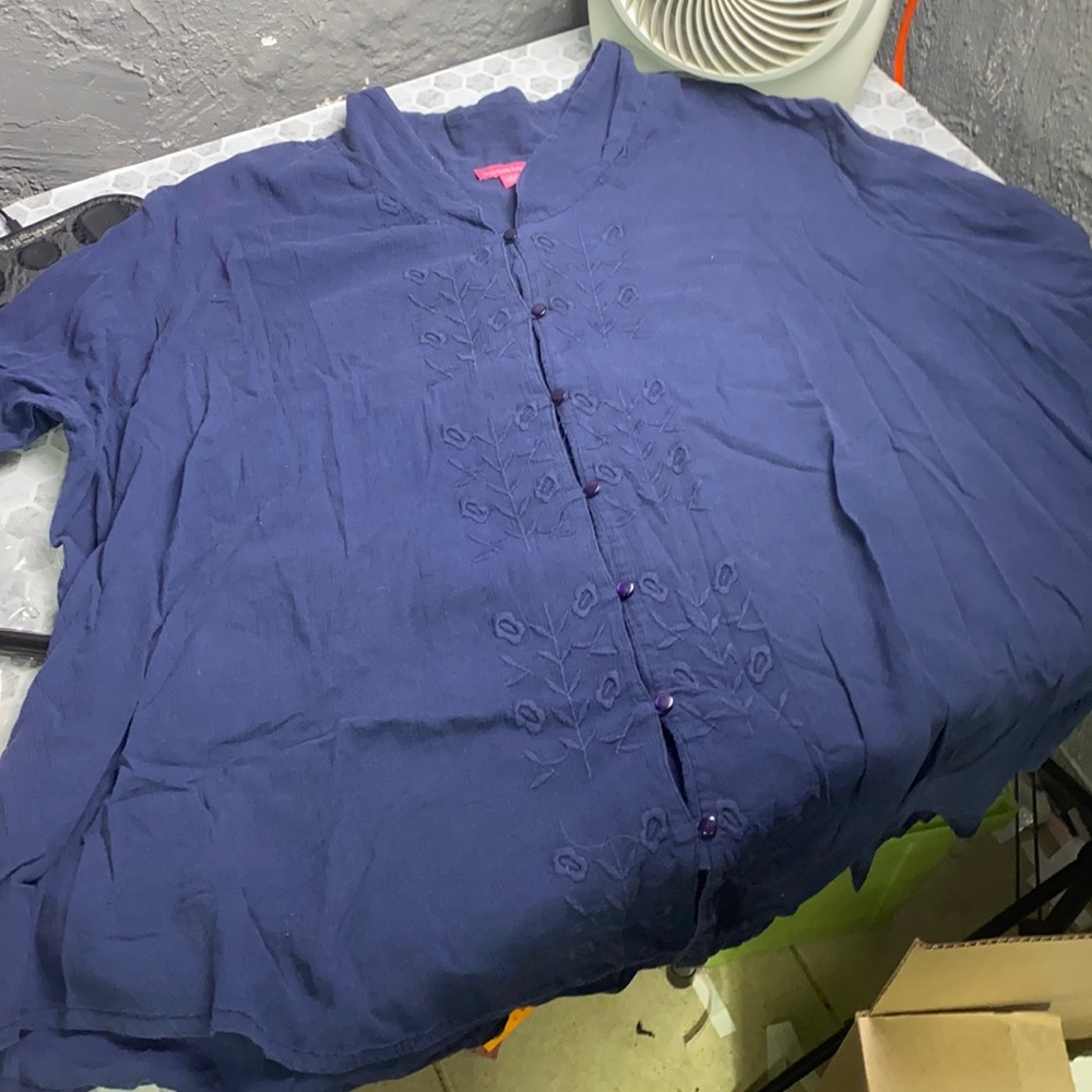 Woman Within 5X Navy Blue Button Up Top